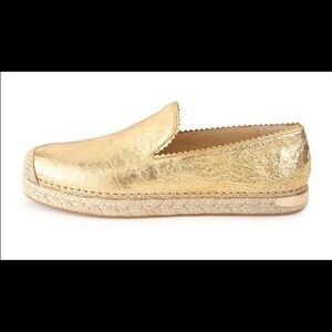 STUART WEITZMAN GOLD BIARRITZ ESPADRILLES